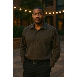 Pierre Cardin Button Down Shirt Mens 18.5 34/35 Brown Excellent